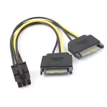 Dual two SATA 15 Pin Male M to pcie pci express pci-express PCI-e Express Card 6 Pin Female Graphics Video Card Power Cable 15cm
